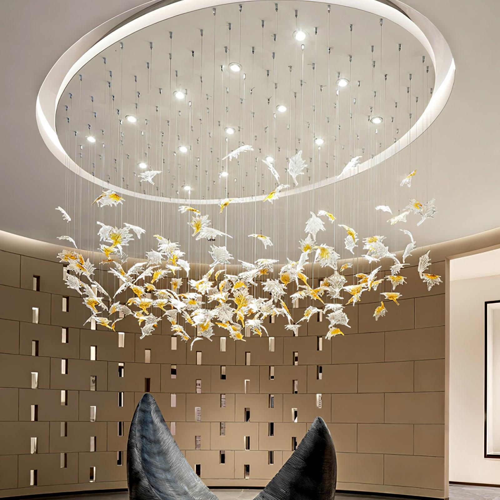Multicolor Crystal Spiral Maple Leaf Chandelier