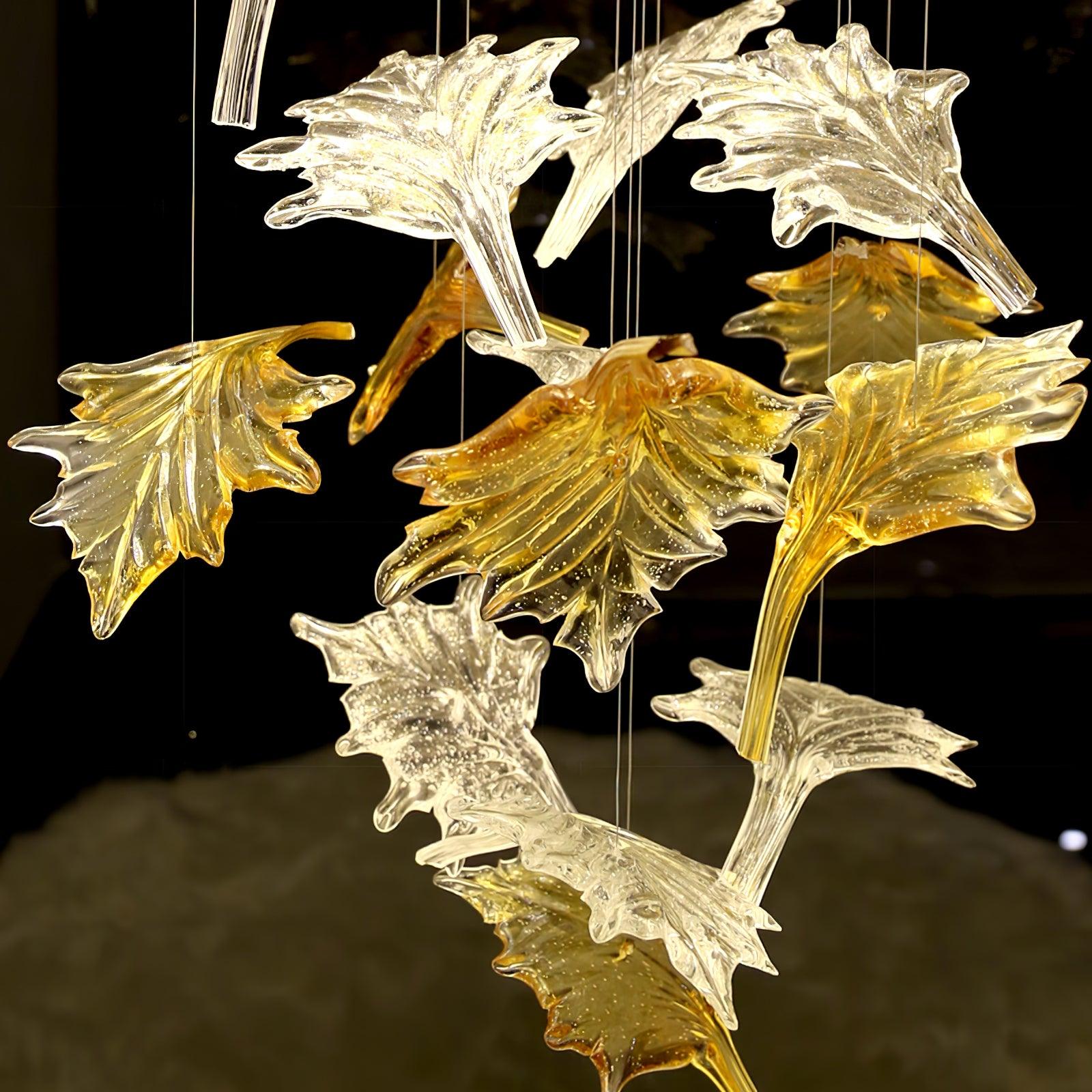 Multicolor Crystal Spiral Maple Leaf Chandelier
