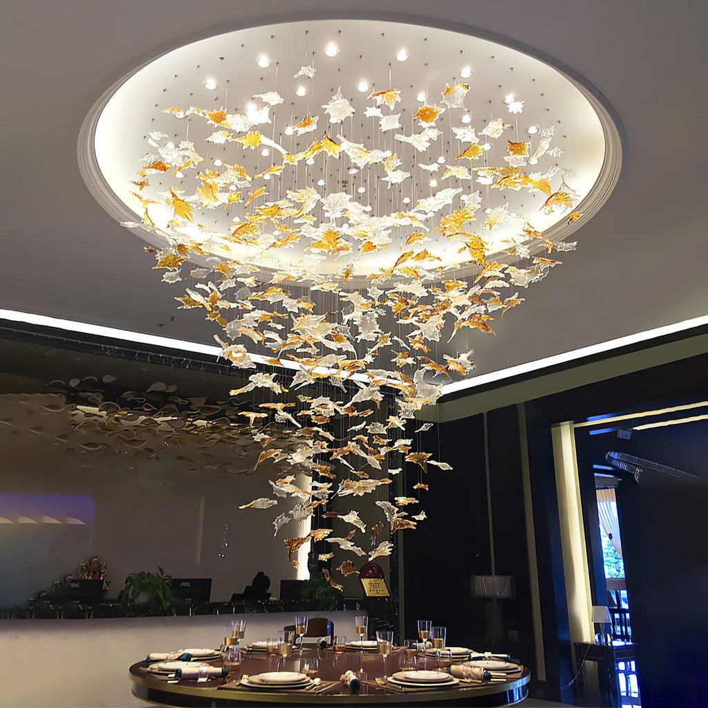 Multicolor Crystal Spiral Maple Leaf Chandelier