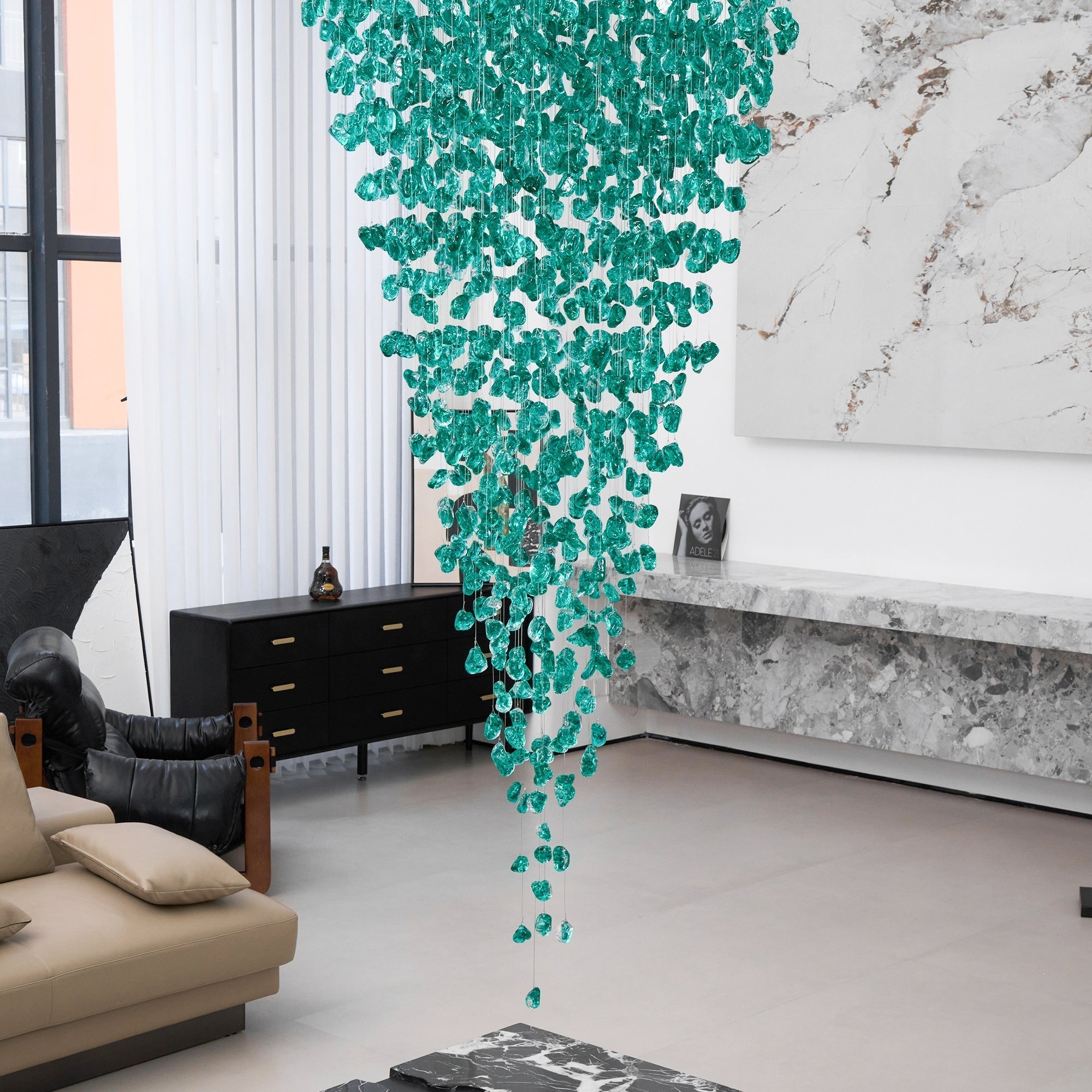 Crystal Stone Crystal Spiral Chandelier