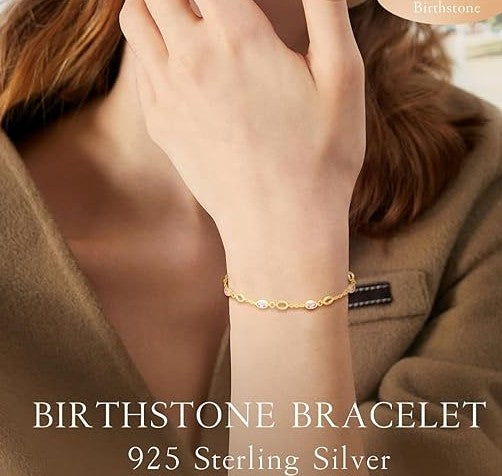 Women’s 925 Sterling Silver Gold-Plated Zircon Bracelet
