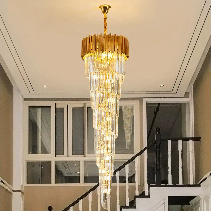 Riviko Grand Lumina Spiral Crystal Chandelier - American ballroom or formal entertaining space