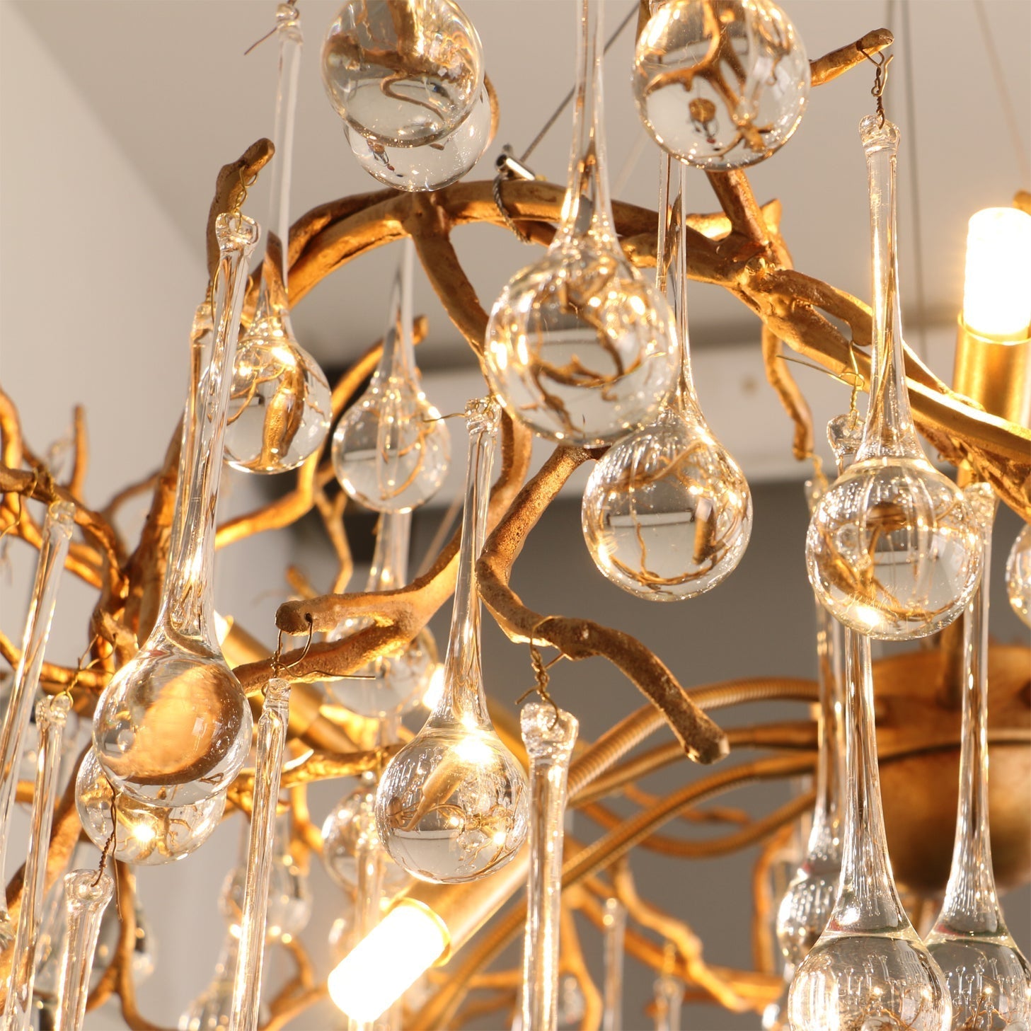Palwa Branch Brass Crystal Chandelier