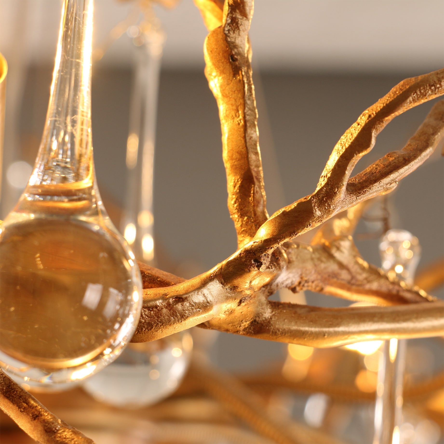 Palwa Branch Brass Crystal Chandelier