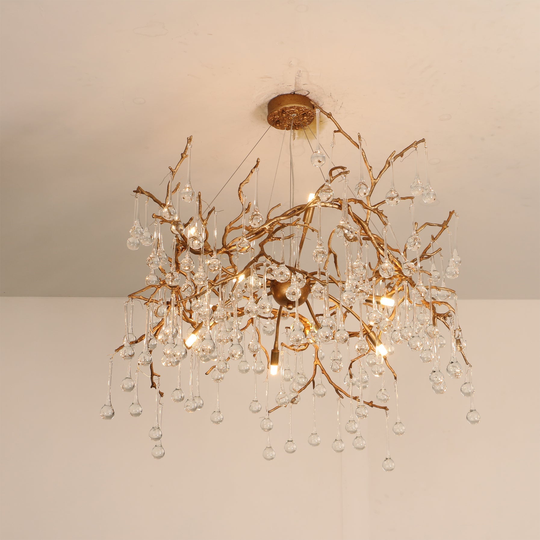 Palwa Branch Brass Crystal Chandelier