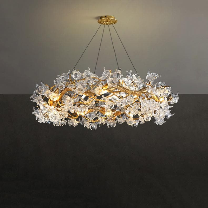 Riviko Gilded Bloom Crystal Branch Chandelier - Background Shot