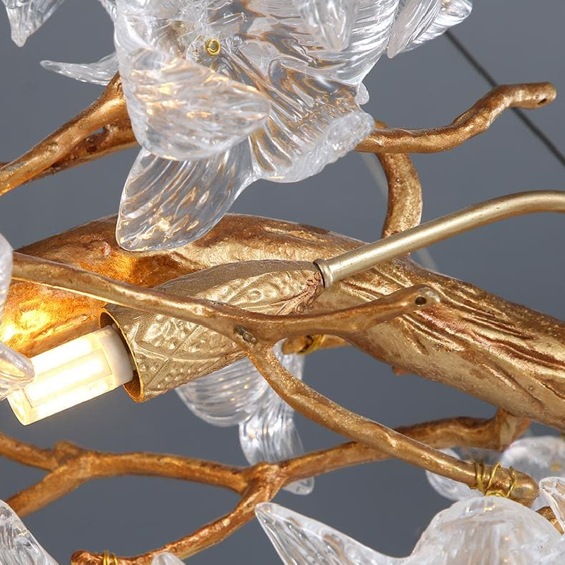 Riviko Gilded Bloom Crystal Branch Chandelier - Background Shot
