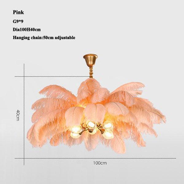 Riviko Veridian Plume Brass Feather Chandelier - Background Shot