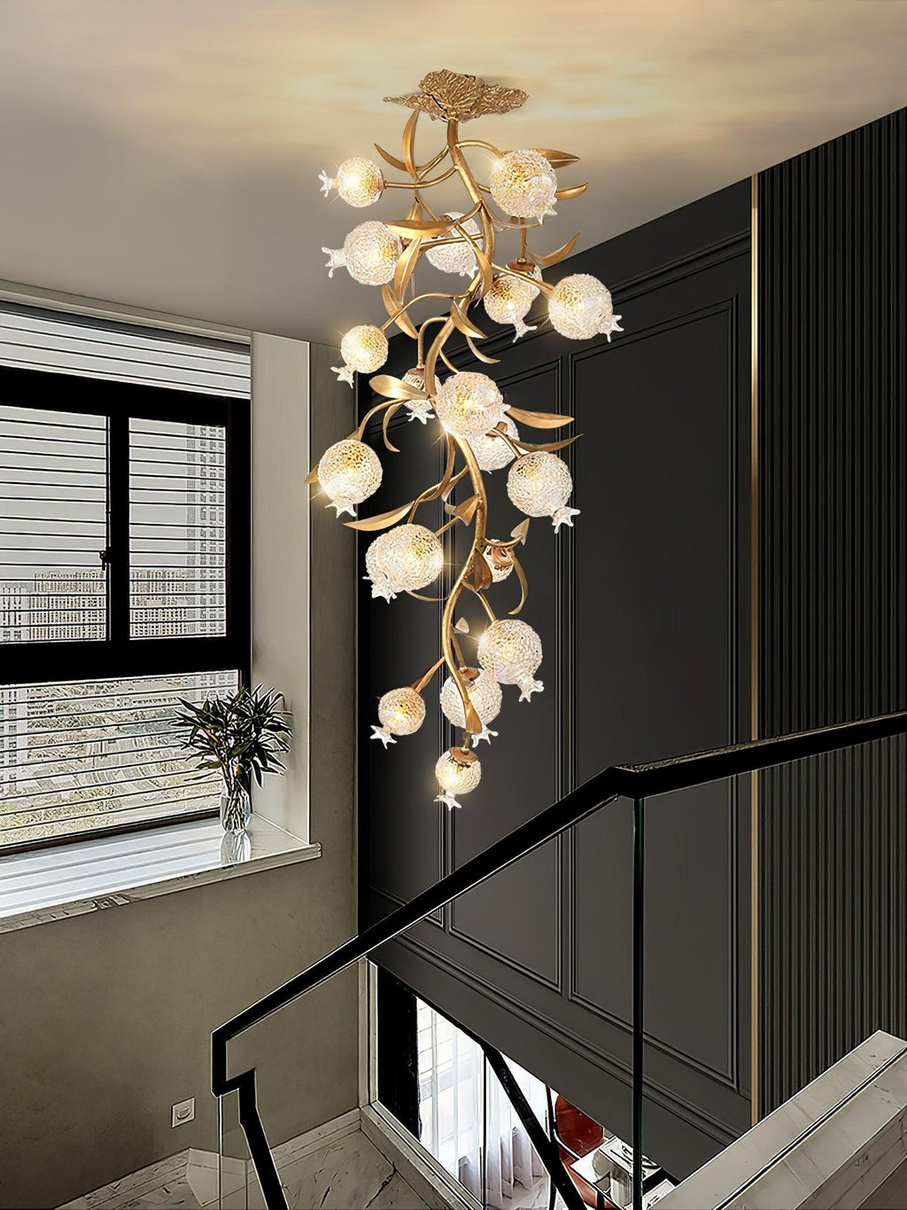Pomegranate Brass Branch Chandelier