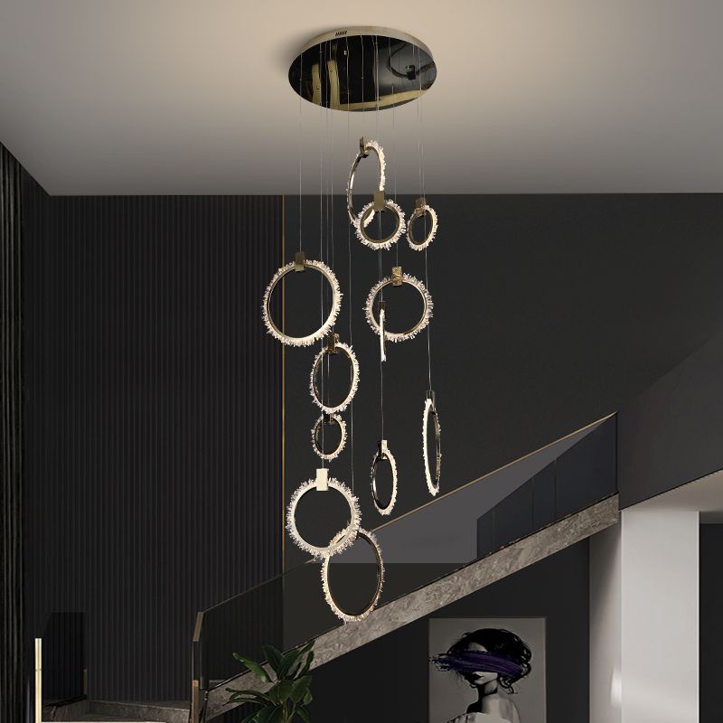 Riviko Radiant Aura 12-Ring Crystal Chandelier - formal American dining room