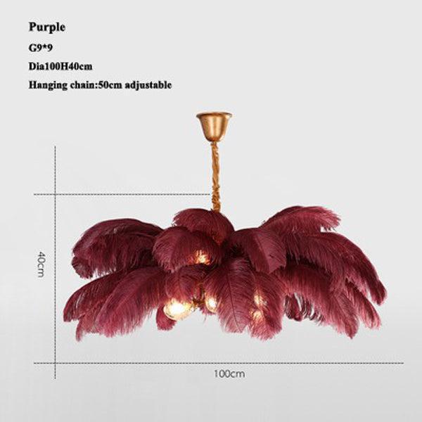 Riviko Veridian Plume Brass Feather Chandelier - Background Shot