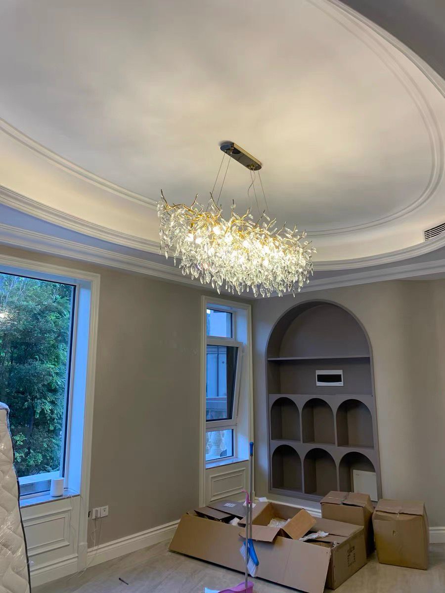 French Branch Elegant Crystal Leaves Chandelier - Riviko