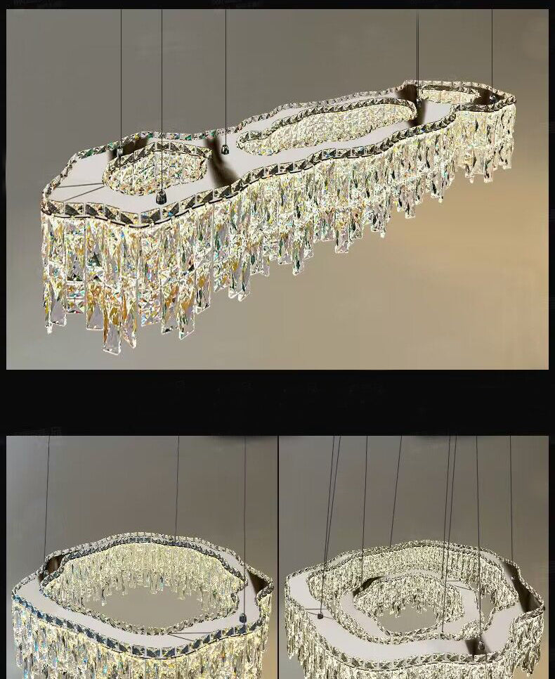 Irregular Round/Oval Crystal Chandelier Modern Luxury