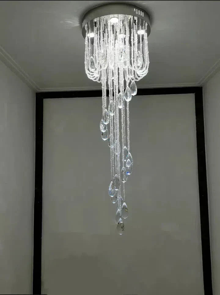 Riviko Grand Cascade Spiral Crystal Chandelier - Background Shot