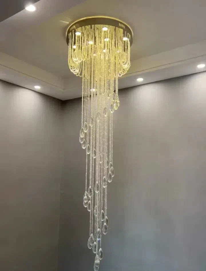 Riviko Grand Cascade Spiral Crystal Chandelier - Background Shot