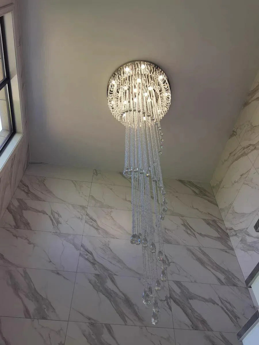 Riviko Grand Cascade Spiral Crystal Chandelier - Background Shot