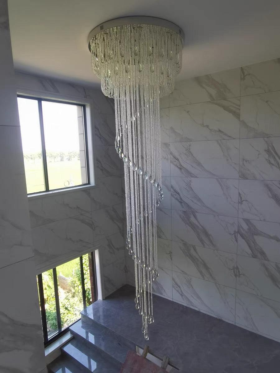 Riviko Grand Cascade Spiral Crystal Chandelier - Background Shot