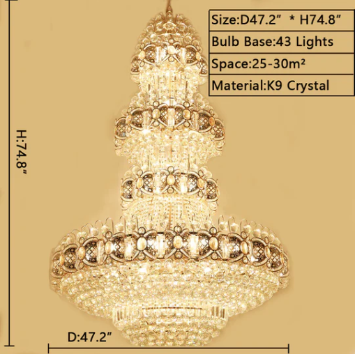 Riviko Grand Empire Gilt Crystal Chandelier - Background Shot