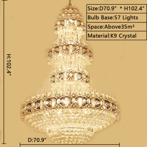 Riviko Grand Empire Gilt Crystal Chandelier - Background Shot