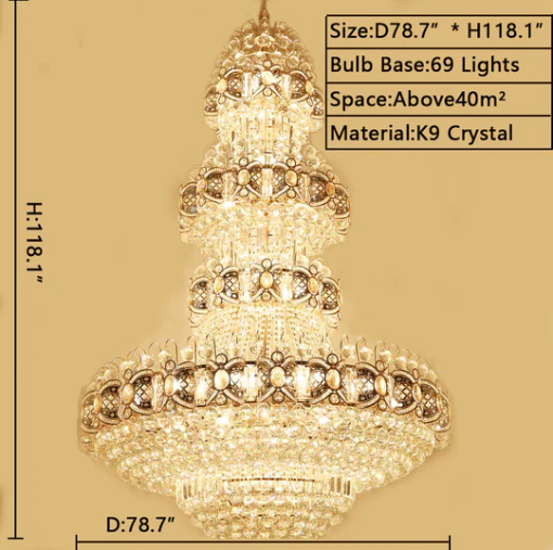 Riviko Grand Empire Gilt Crystal Chandelier - Background Shot