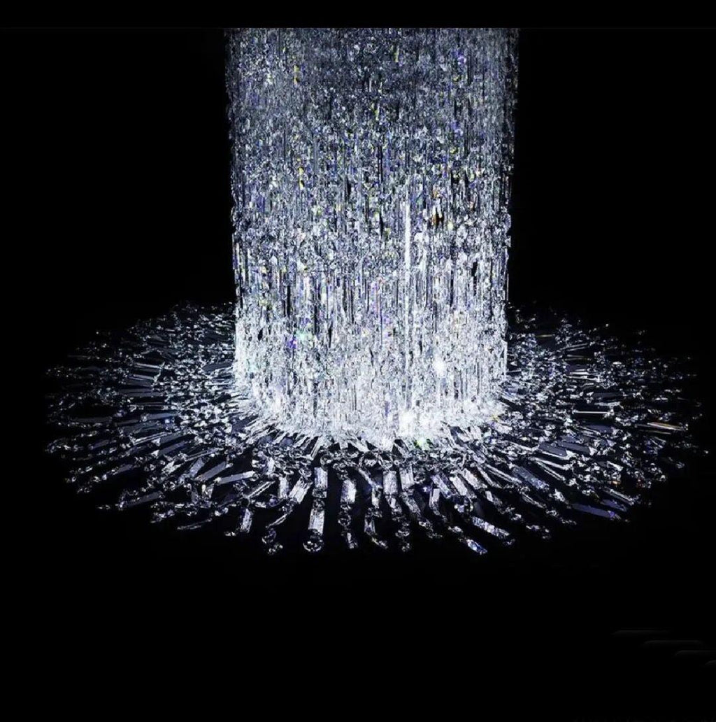Riviko Grand Cascade Columnar Crystal Chandelier - Background Shot