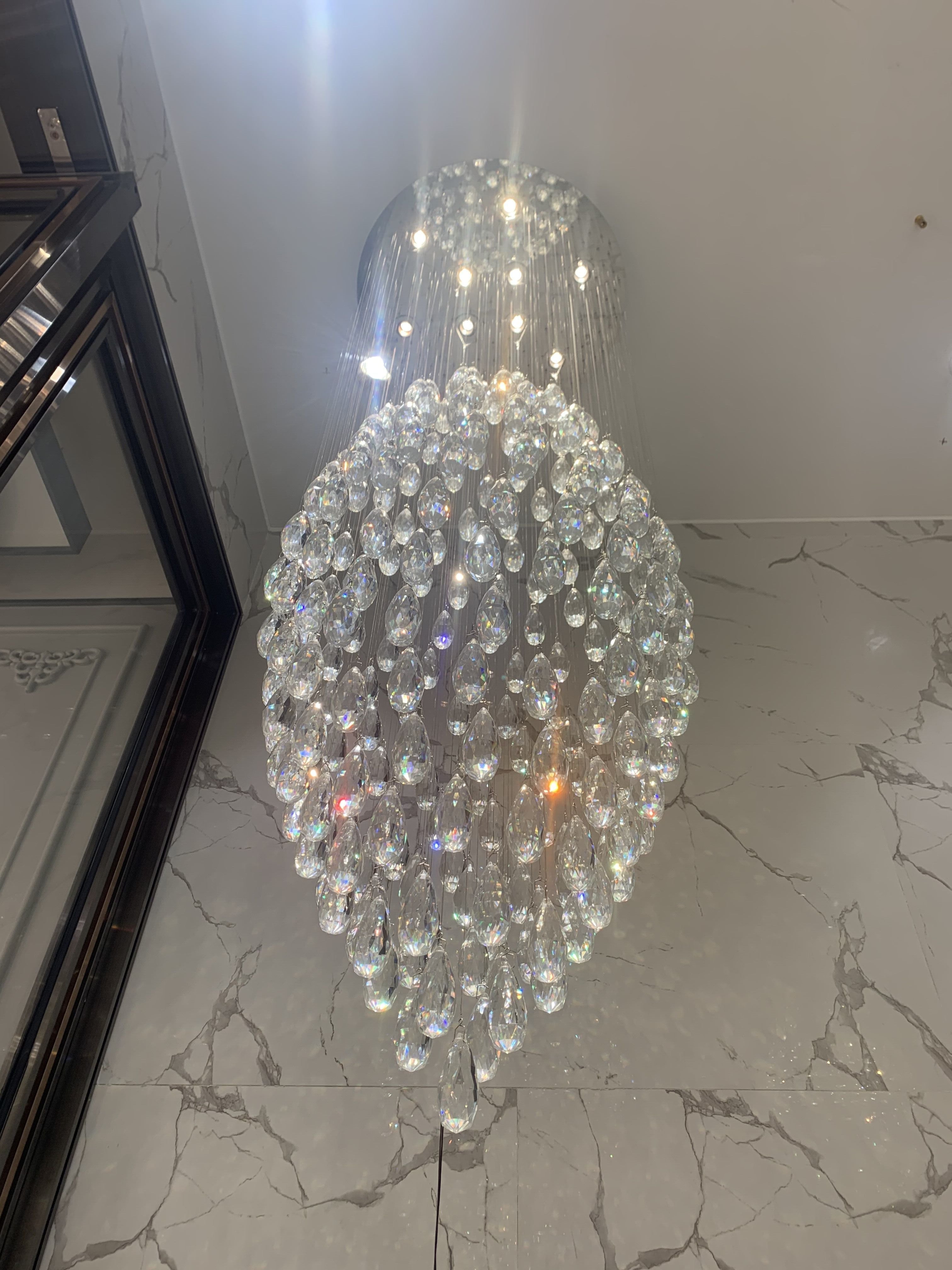 Extra Large Modern Ball Ceiling Crystal Chandelier for Staircase/Big-foyer,hallway,entryway