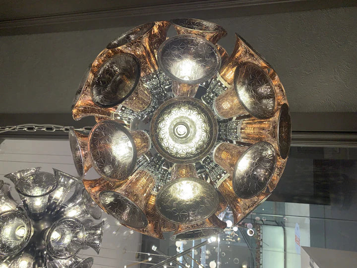 Extra Large Artistic Globe Morning glory Chandelier Modern Designer Chalice Suspension Pendant Light for Dining Room/Coffee Table