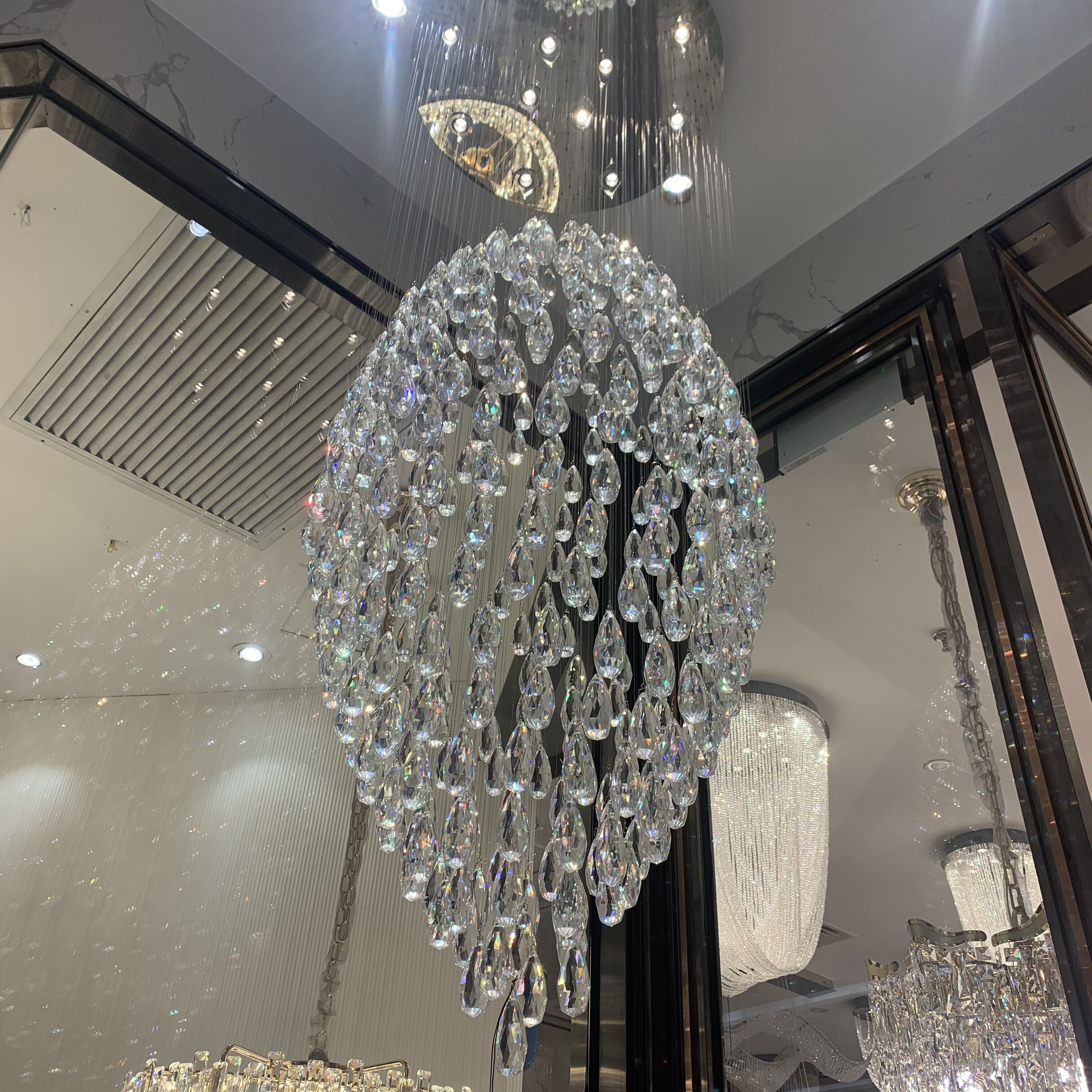 Extra Large Modern Ball Ceiling Crystal Chandelier for Staircase/Big-foyer,hallway,entryway