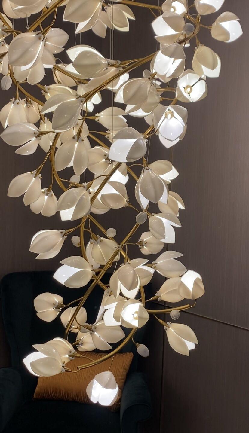 Riviko Magnolia Bloom Spiral LED Chandelier - Background Shot