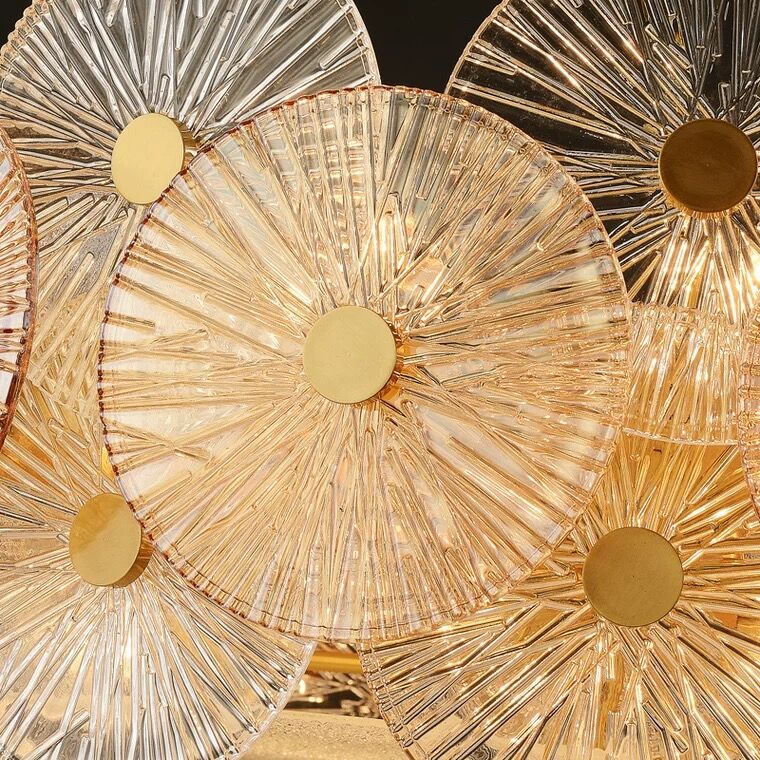 Light Luxury Art Design Creative Round Multi-tiered Glass Chandelier for Living Room/Bedroom