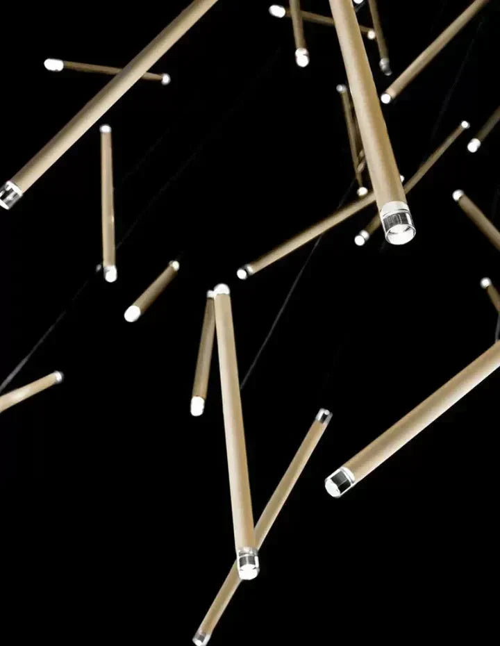 Riviko Linea Sculptural Rods Chandelier - Background Shot