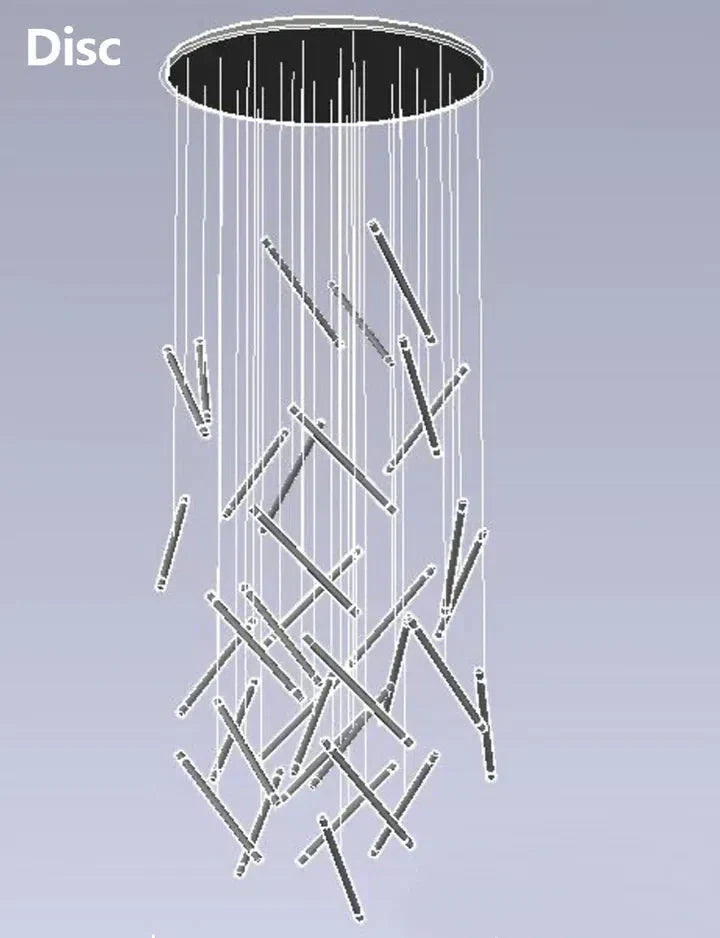 Riviko Linea Sculptural Rods Chandelier - Background Shot