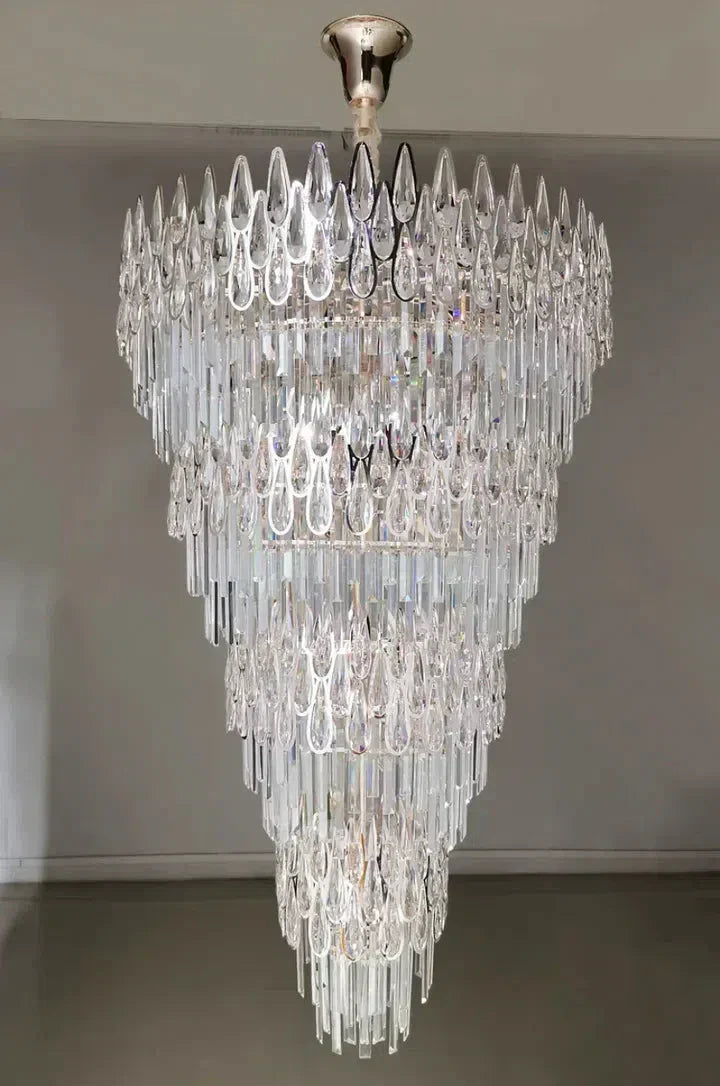 Riviko Grand Tiered Raindrop Crystal Chandelier - Background Shot