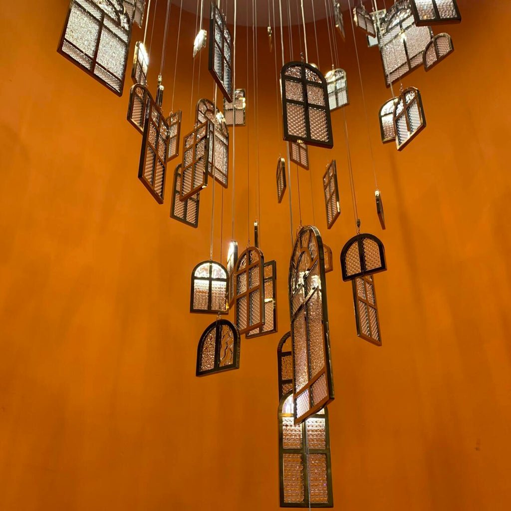 Modern Creative Round Floating Glass Windows Chandelier for Living Room/Hotel/Restaurant