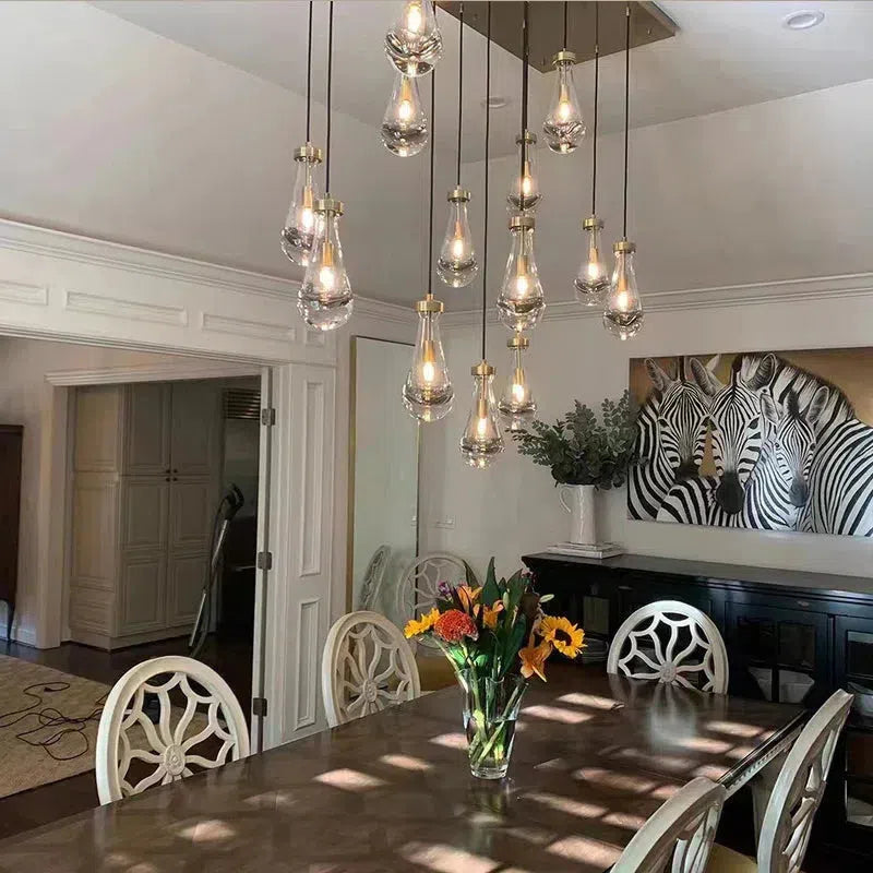 Soltaire Raindrop Glass Linear Chandelier 72"