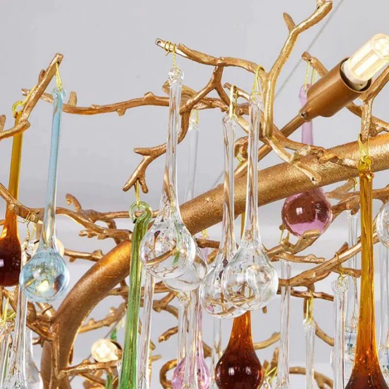 LG Arcadia Colorful Crystal Linear Branch Chandelier