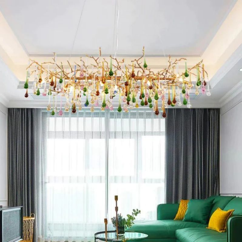 LG Arcadia Colorful Crystal Linear Branch Chandelier