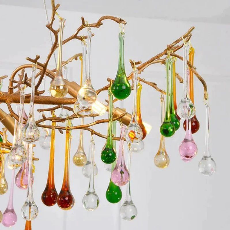 LG Arcadia Colorful Crystal Linear Branch Chandelier