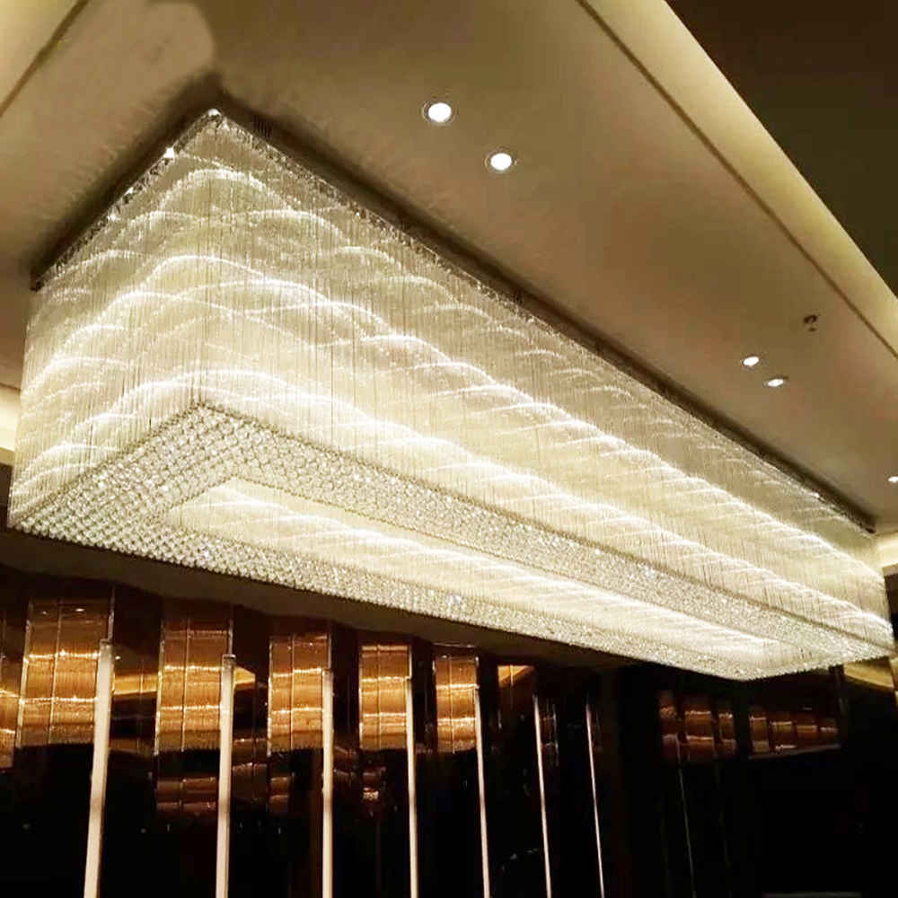 Rectangle modern crystal chandelier for hotel