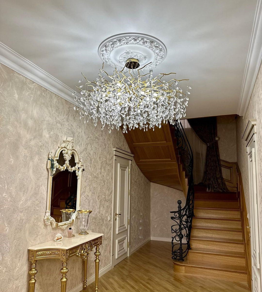 French Branch Elegant Crystal Leaves Chandelier - Riviko