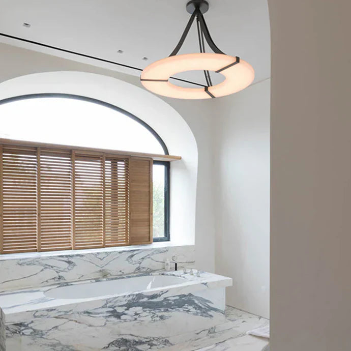 Modern Round Alabaster Chandelier