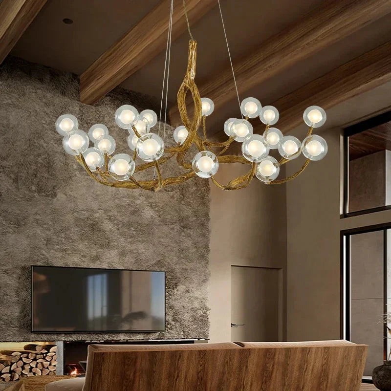 Rustic Branch Globe Branch Chandelier