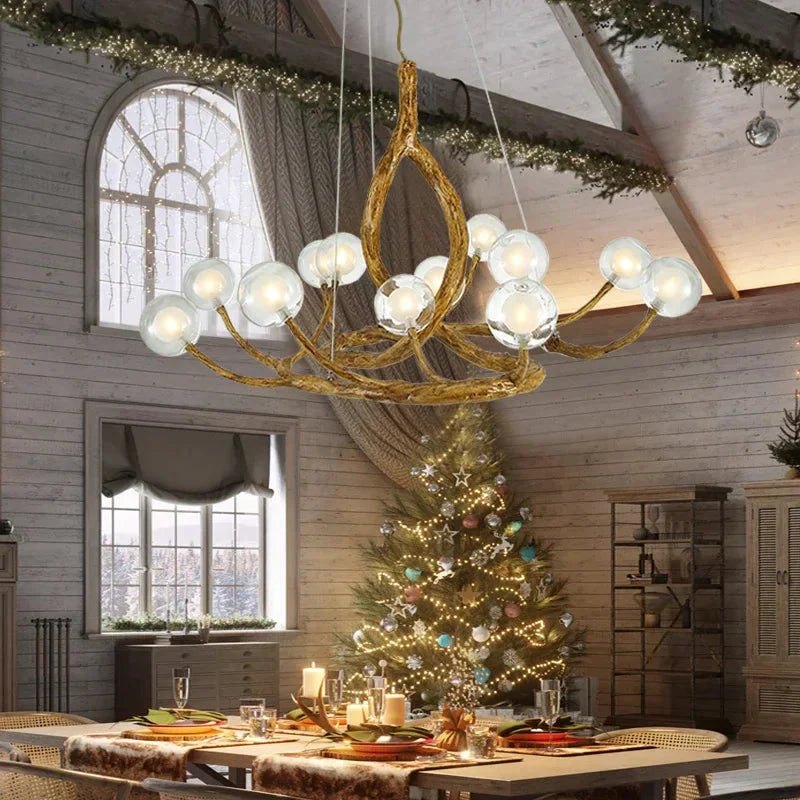 Rustic Branch Globe Branch Chandelier