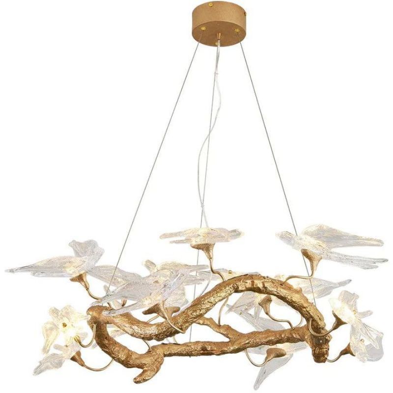 Riviko Swallow Glass Tree Branch Round Chandelier - Background Shot