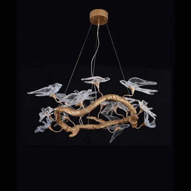 Riviko Swallow Glass Tree Branch Round Chandelier - Background Shot