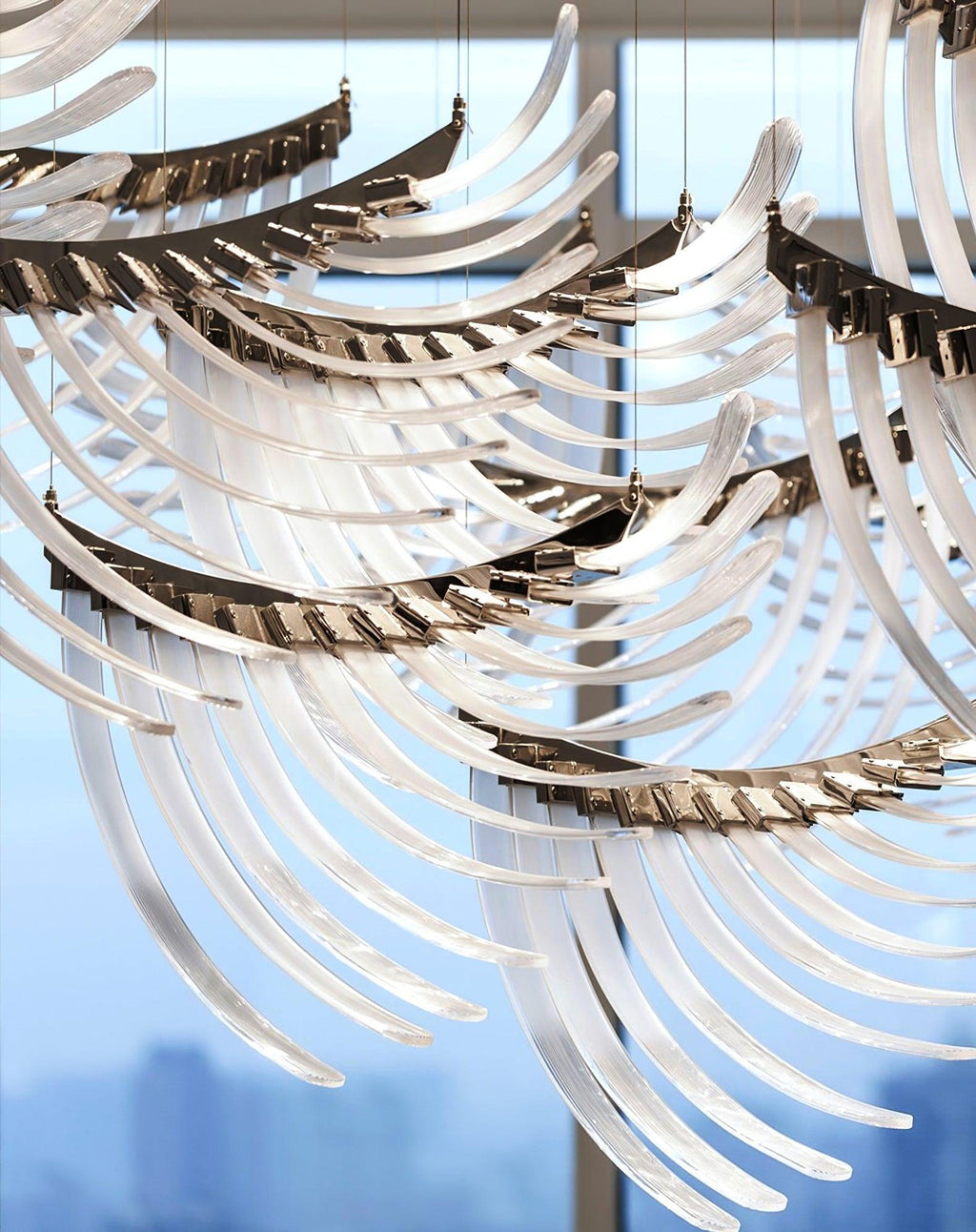 Riviko Aura Petal Tiered LED Chandelier - Background Shot