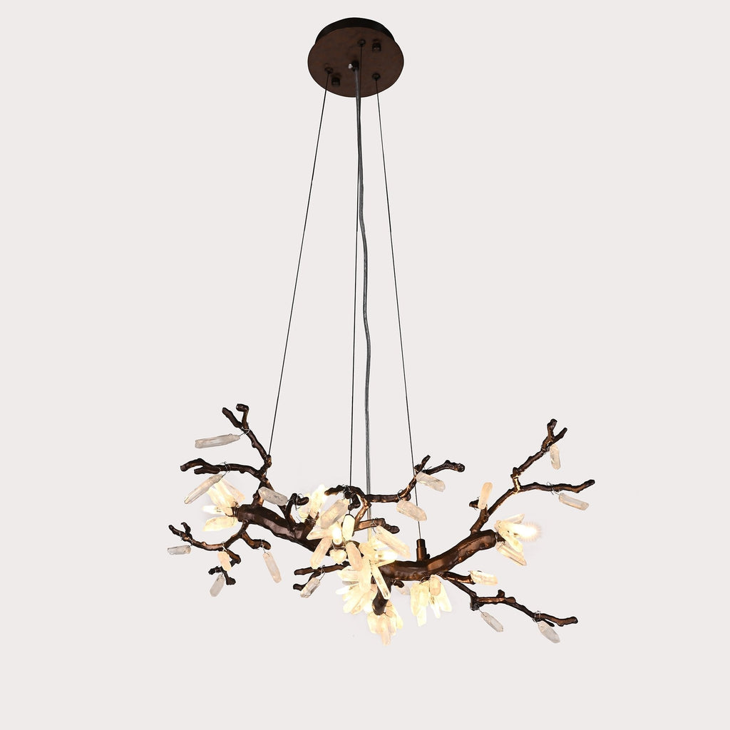 Selenite Crystal Blossom Branching Tree Chandelier