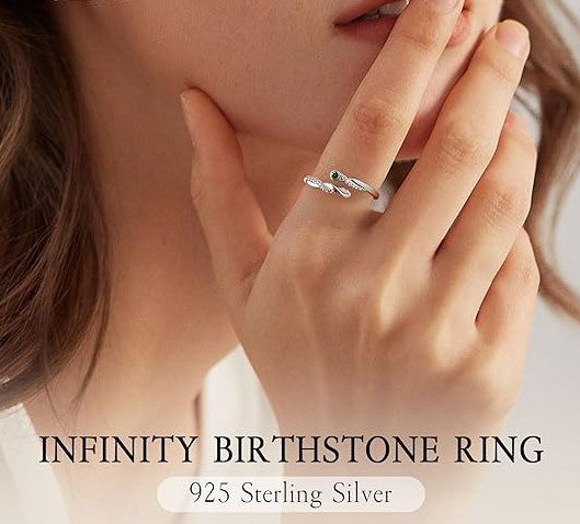 Women’s 925 Sterling Silver Infinity Birthstone Open Ring
