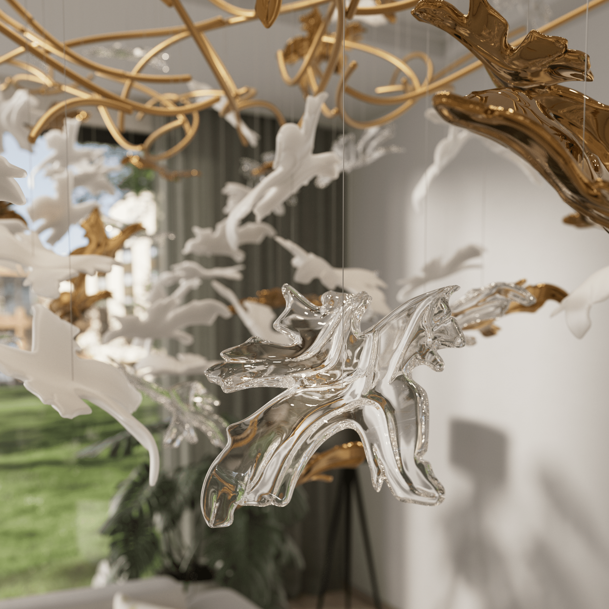 Vine Meteor Shower Crystal Spiral Chandelier