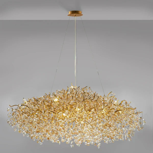 Riviko Gilded Bloom Branch Crystal Chandelier - Background Shot